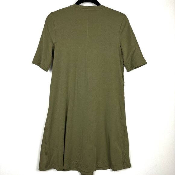Lululemon Cotton Wrap Front T-Shirt Dress Olive Green Size 6 - Picture 5 of 8